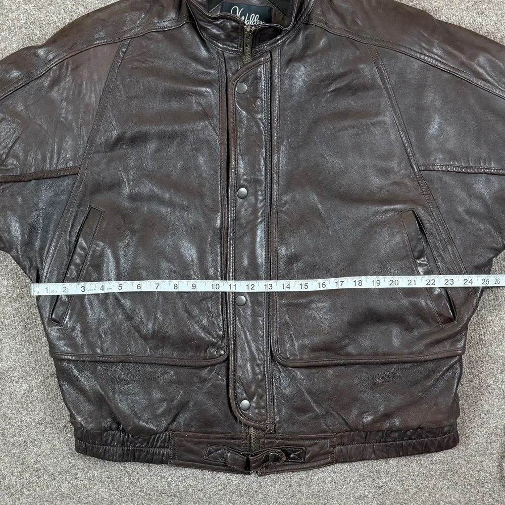 Vintage J Walden Brown Genuine Leather Bomber Jackets Men’s 40 Medium Full Zip